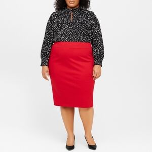 Elegant Red Pencil Skirt